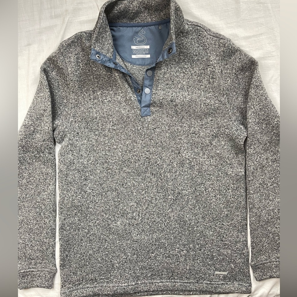 Swannies Men’s Gray Snap Pullover Sweater Size Medium